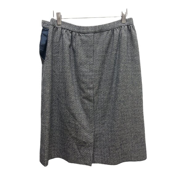Pendleton Vintage 90's Navy Blue & White Houndstooth Pencil Skirt - Picture 5 of 7